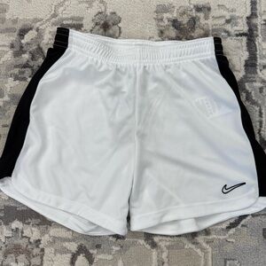Nike White and Black Athletic Soccer Shorts Lightweight Design